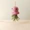 Show in main carousel: LIKHA Octopus 2.5-in Coco Coir Hanging Planter, Pink/White, 4.5 x 4.5 x 10-in slide 1 of 6
