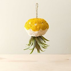 LIKHA Jellyfish 2.5-in Coco Coir Hanging Planter, Yellow/White, 3.75 x 7.5-in