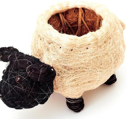 Show full view: LIKHA Sheep Coco Coir Planter Pot, Black/White, 4-in slide 4 of 7