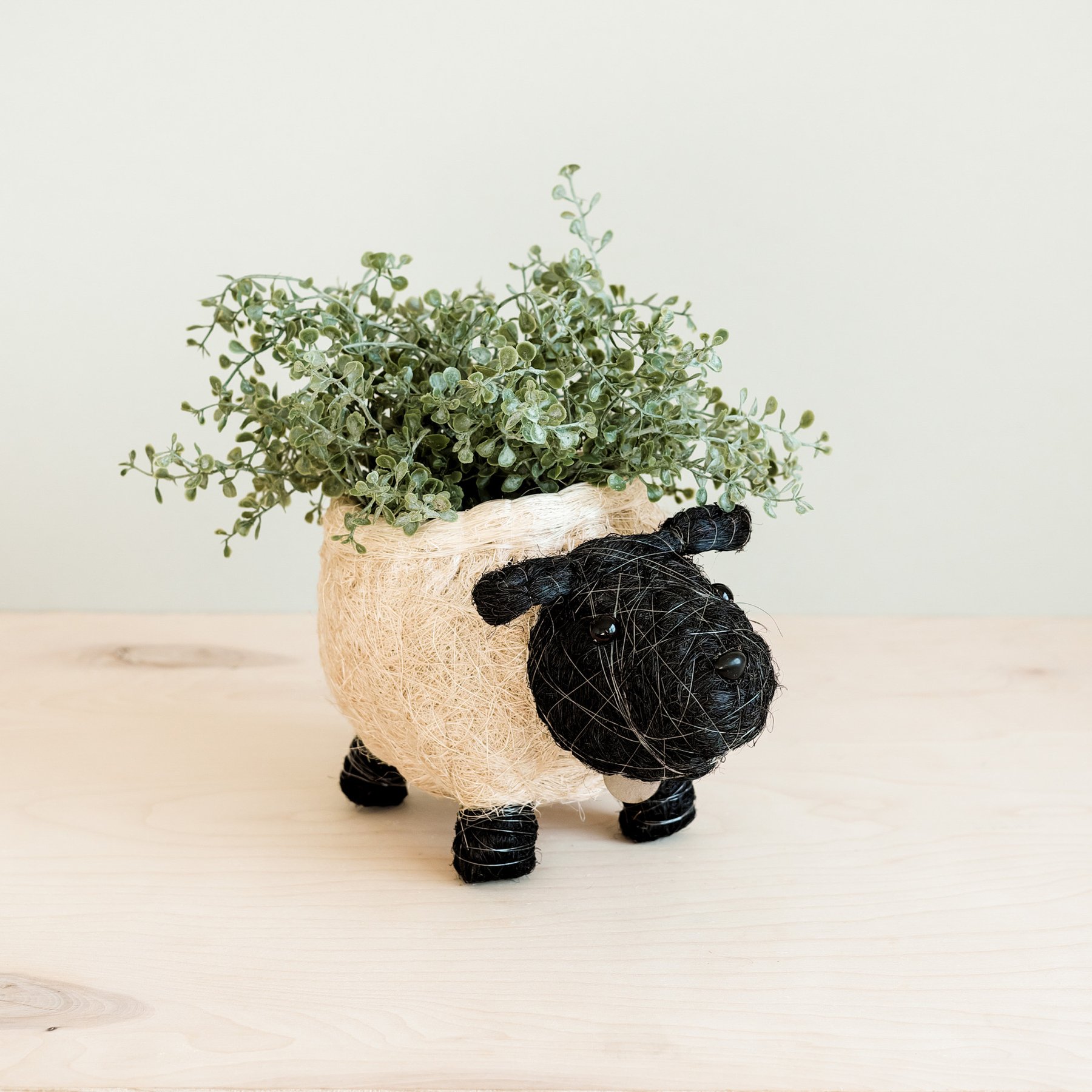 LIKHA Sheep Coco Coir Planter Pot, Black/White, 4-in