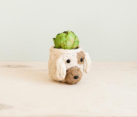 Show full view: LIKHA Mini Dog 2.5-in Plant Pot, Natural/White, 5 x 6 x 5-in slide 2 of 7