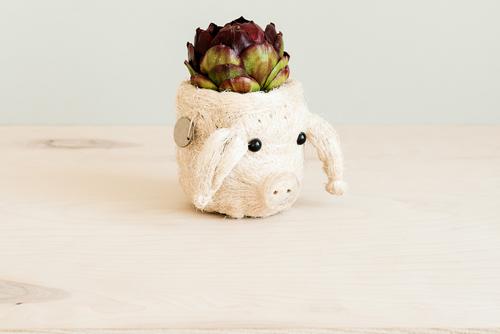 Show full view: LIKHA Mini Pig 2.5-in Plant Pot, Natural/White, 5 x 6 x 4.75-in slide 2 of 7