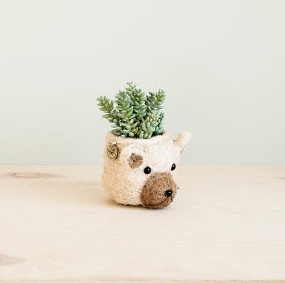 Show full view: LIKHA Mini Bear 2.5-in Plant Pot, Natural/White, 6 x 5 x 4.75-in slide 2 of 7