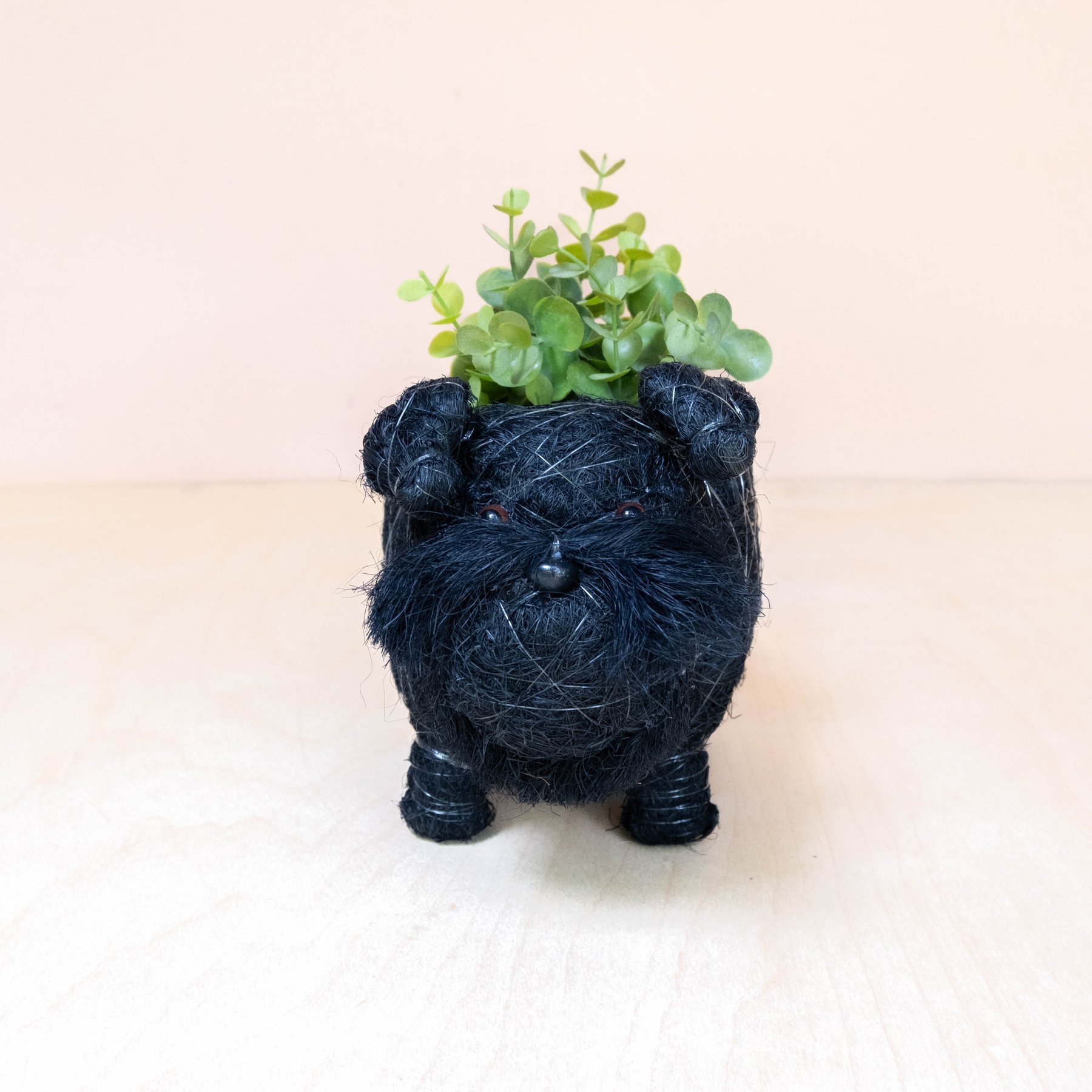 LIKHA Schnauzer Coco Coir Planter Pot, Black, 2.5-in
