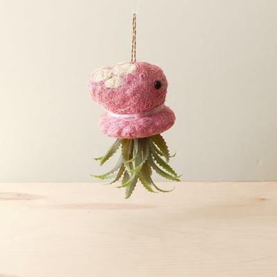 Show full view: LIKHA Octopus 2.5-in Coco Coir Hanging Planter, Pink/White, 4.5 x 4.5 x 10-in slide 3 of 6