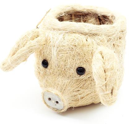 Show full view: LIKHA Mini Pig 2.5-in Plant Pot, Natural/White, 5 x 6 x 4.75-in slide 5 of 7