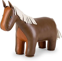 Zuny Bowing Horse Bookend, Brown/Tan