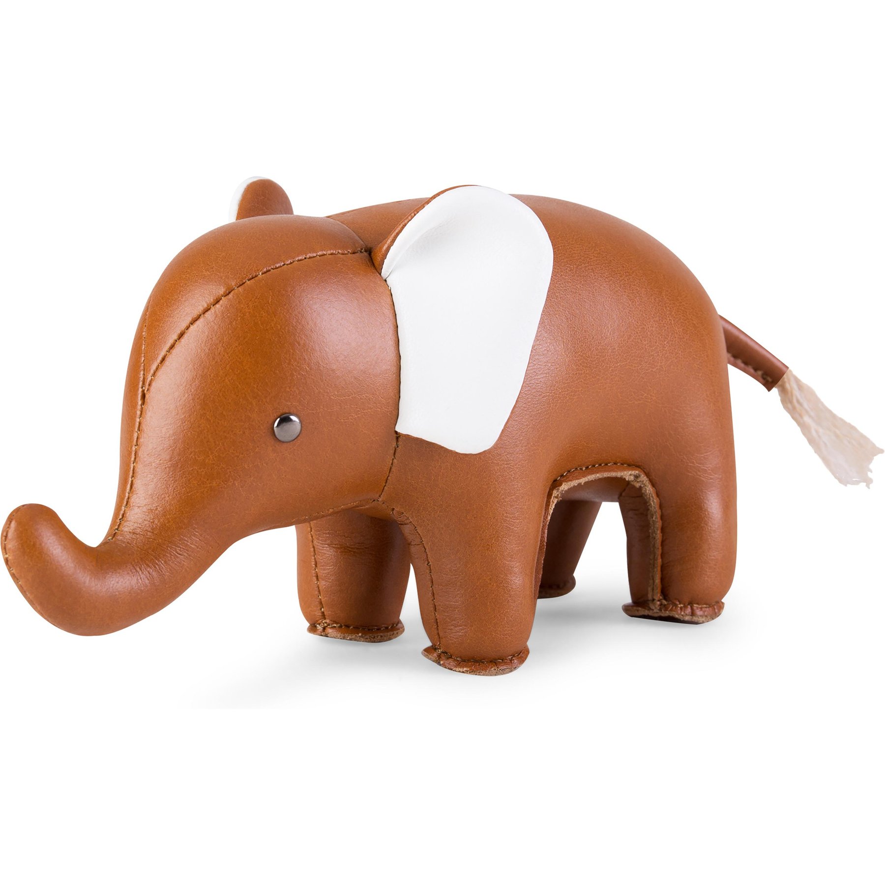 Zuny Elephant Paperweight, Tan/White