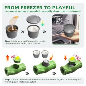 KADTC Frost Lick 2 In 1 Dog Fillable Chew Enrichment Puzzle Toy, Green, X-Large