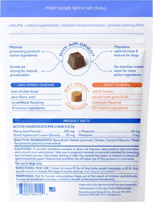 Show full view: Native Pet Chicken Flavored Air-Dried Chews Calming Supplement for Dogs, 30 count slide 3 of 9