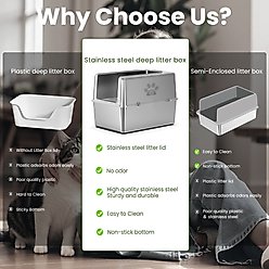 Ptlom Stainless Steel High Sided Cat Litter Box, X-Large slide 2 of 8