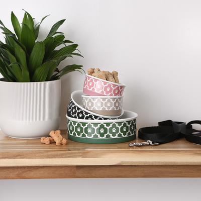 Show full view: Bone Dry Paw Lattice Print Non-Skid Ceramic Dog & Cat Bowl Set, 2 count, Black, Large: 3.75-cup slide 6 of 8