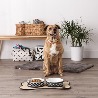 Show full view: Bone Dry Paw Lattice Print Non-Skid Ceramic Dog & Cat Bowl Set, 2 count, Black, Large: 3.75-cup slide 4 of 8