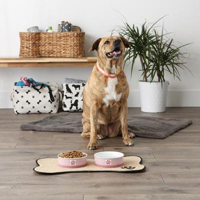 Show full view: Bone Dry Paw Patch Stripes Non-Skid Ceramic Dog & Cat Bowl Set, 2 count, Rose, Medium: 1.5-cup slide 4 of 8