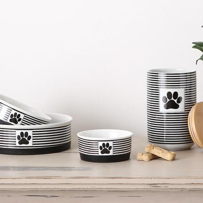 Show full view: Bone Dry Paw Patch Stripes Non-Skid Ceramic Dog & Cat Bowl Set, 2 count, Black, Small: 0.75 cup slide 6 of 9