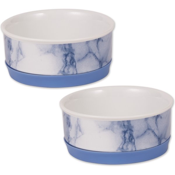Bone Dry Non-Skid Ceramic Marble Dog & Cat Bowl Set, 2 count