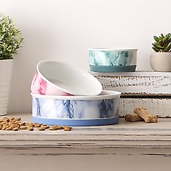 Bone Dry Non-Skid Ceramic Marble Dog & Cat Bowl Set, 2 count, Teal, Large: 3.75-cup slide 2 of 6