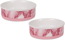 Bone Dry Non-Skid Ceramic Marble Dog & Cat Bowl Set, 2 count, Pink, Large: 3.75-cup