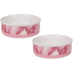 Bone Dry Non-Skid Ceramic Marble Dog & Cat Bowl Set, 2 count, Pink, Large: 3.75-cup