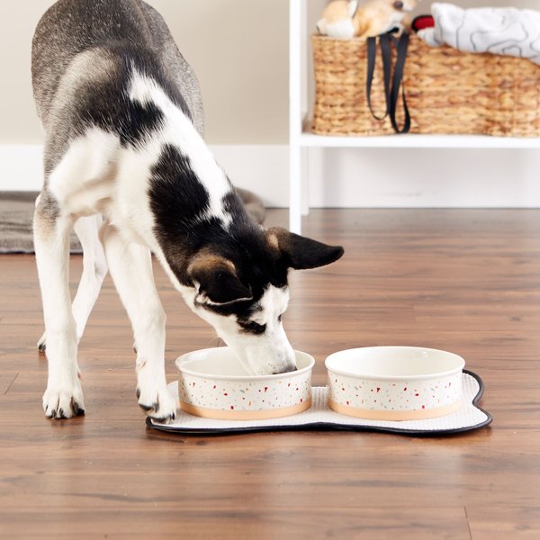 Show full view: Bone Dry Non-Skid Ceramic Dog & Cat Bowl Set, Large: 3.75-cup, 2 count, Terrazzo slide 3 of 3
