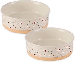 Bone Dry Non-Skid Ceramic Dog & Cat Bowl Set, Large: 3.75-cup, 2 count, Terrazzo