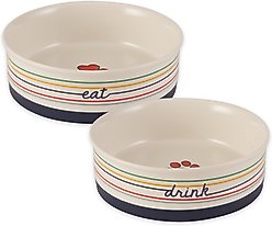 Bone Dry Non-Skid Ceramic Dog & Cat Bowl Set, Large: 3.75-cup, 2 count, Eat/Drink