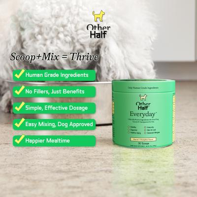 Show full view: Other Half Everyday Multivitamin Bacon & Pumpkin Flavored Powder Supplement for Dogs, 30 Scoops slide 3 of 9