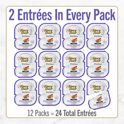 Show full view: Fancy Feast Gourmet Gravy Petites Turkey & Sweet Potato Entree Wet Cat Food, 24 Servings, 2.8-oz tray, case of 12 slide 3 of 12