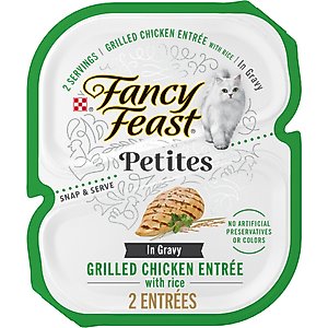 Fancy Feast Petites In Gravy Grilled Chicken with Rice Entree Wet Cat Food, 24 Servings, 2.8-oz tray, case of 12