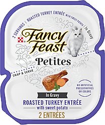 Fancy Feast Gourmet Gravy Petites Turkey & Sweet Potato Entree Wet Cat Food, 24 Servings, 2.8-oz tray, case of 12