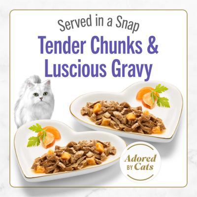 Show full view: Fancy Feast Gourmet Gravy Petites Turkey & Sweet Potato Entree Wet Cat Food, 24 Servings, 2.8-oz tray, case of 12 slide 4 of 12