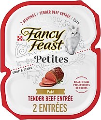 Fancy Feast Gourmet Pate Petites Tender Beef Entree Wet Cat Food, 24 Servings, 2.8-oz tray, case of 12