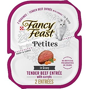 Fancy Feast Gourmet Gravy Petites Tender Beef with Carrots Entree Wet Cat Food, 24 Servings, 2.8-oz tray, case of 12