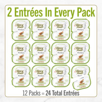 Show full view: Fancy Feast Petites Pate Braised Chicken Entree Wet Cat Food, 24 Servings, 2.8-oz tray, case of 12 slide 3 of 12