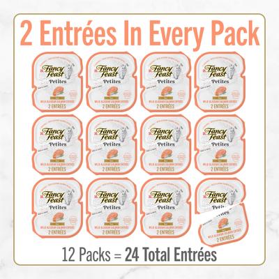 Show full view: Fancy Feast Petites Pate Wild Alaskan Salmon Entree Wet Cat Food, 24 Servings, 2.8-oz tray, case of 12 slide 3 of 12