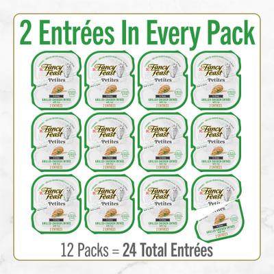 Show full view: Fancy Feast Petites In Gravy Grilled Chicken with Rice Entree Wet Cat Food, 24 Servings, 2.8-oz tray, case of 12 slide 3 of 12