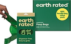 Earth Rated Dog & Cat Waste Removal Bags with Handle, Unscented, 105 count