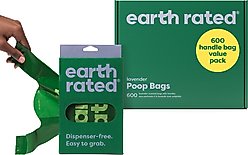 Earth Rated Dog & Cat Waste Removal Bags with Handle, Lavender, 105 count