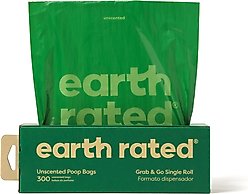 Earth Rated Dog Poop Bags, Thick Grab & Go Single Roll, Unscented, 300 Bags