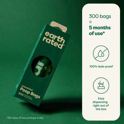 Show full view: Earth Rated Dog Poop Bags, Thick Grab & Go Single Roll, Unscented, 300 Bags slide 4 of 10