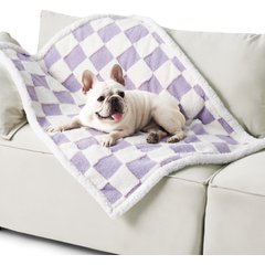 Lesure Waterproof Calming Double-Sided Jacquard Shag & Soft Sherpa Fleece Furniture Protector Dog & Cat Blanket, Purple, Medium