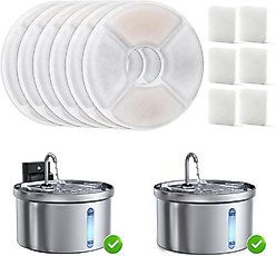 Casfuy SY-W08 & W08L Cat Water Fountain Replacement Filters & Sponges, 6 count