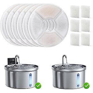 Casfuy SY-W08 & W08L Cat Water Fountain Replacement Filters & Sponges, 6 count