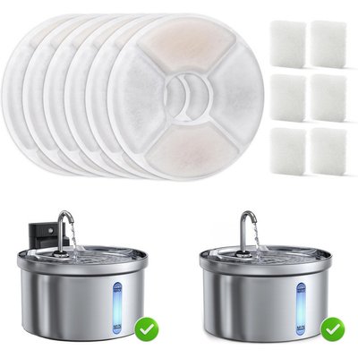 Casfuy Casfuy SY-W08 & W08L Cat Water Fountain Replacement Filters & Sponges, 6 count