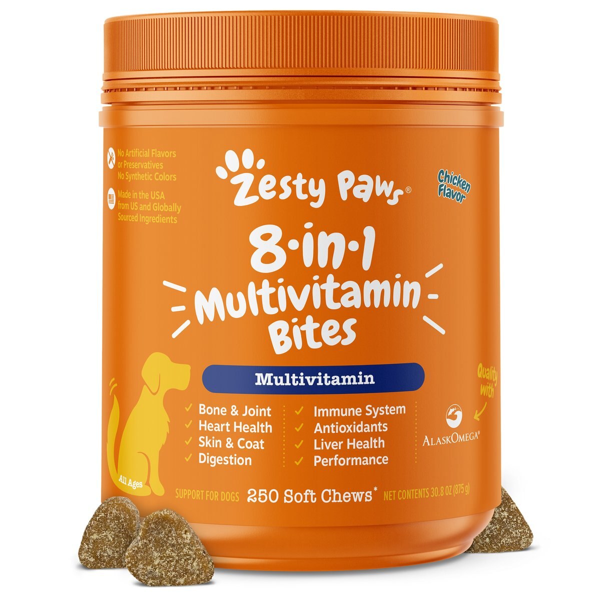 Zesty Paws 8-in-1 Flavor Infusions Fish Oil Chicken Flavored Liquid Topper Multivitamin for Dogs