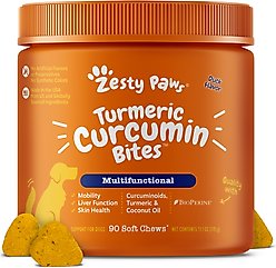 Zesty Paws Turmeric Curcumin Bites Duck Flavored Soft Chews Multivitamin for Dogs, 90 count