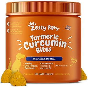 Zesty Paws Turmeric Curcumin Bites Duck Flavored Soft Chews Multivitamin for Dogs, 90 count