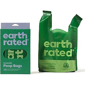 Earth Rated Dog Poop Bags with Handles, Lavender Scented, 120 Handle Bags