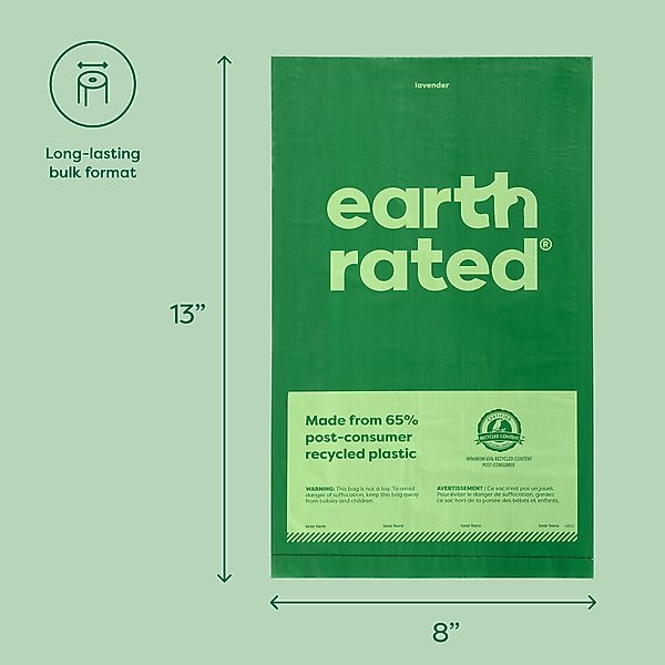 Show full view: Earth Rated Dog Poop Bags, Thick Grab & Go Single Roll, Lavender Scented, 300 Bags slide 5 of 9