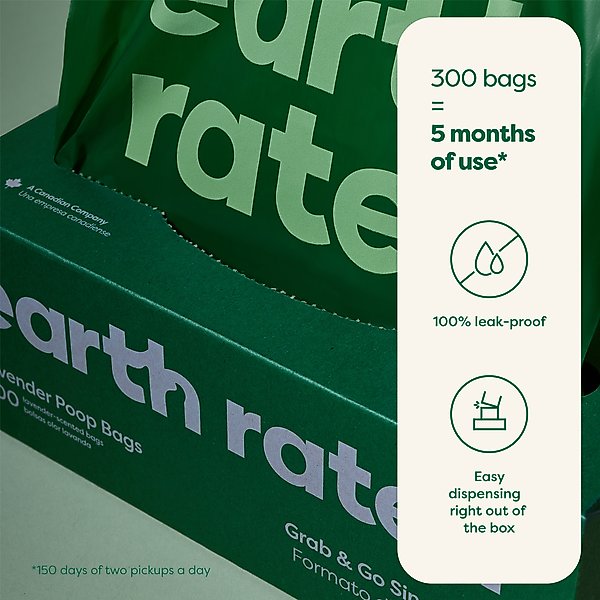 Show full view: Earth Rated Dog Poop Bags, Thick Grab & Go Single Roll, Lavender Scented, 300 Bags slide 4 of 9